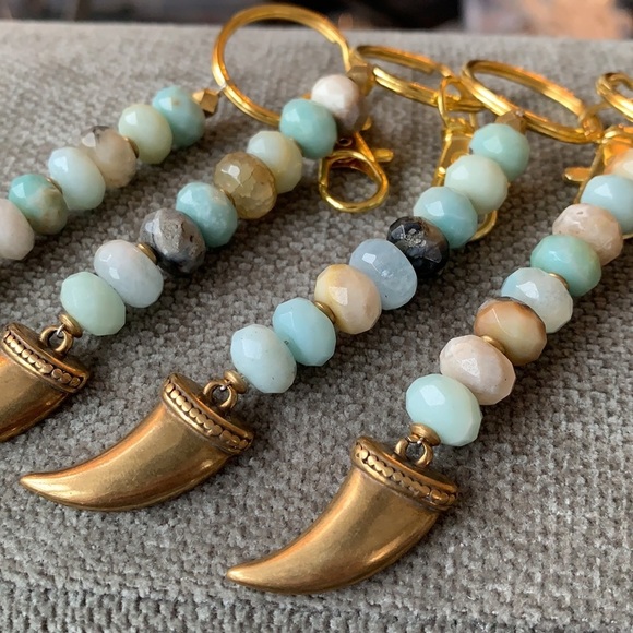 💕HP💕Amazonite beaded tusk handmade keychain - Picture 5 of 11